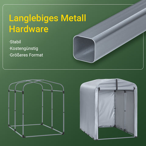 Rootz Outdoor Storage Shelter - Weatherproof Canopy - Iron & PE Garage - Spacious & Ventilated - 120x163x176cm