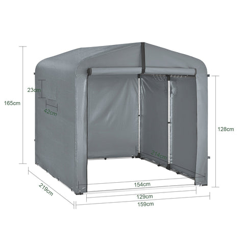 Rootz Bicycle Garage - Bike Shed - Outdoor Storage - Weatherproof & Durable - 159cm x 165cm x 219cm