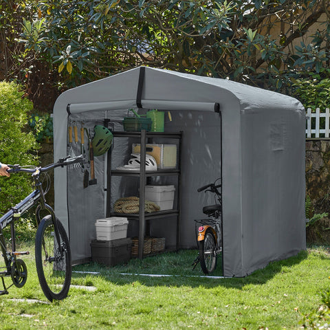 Rootz Bicycle Garage - Bike Shed - Outdoor Storage - Weatherproof & Durable - 159cm x 165cm x 219cm