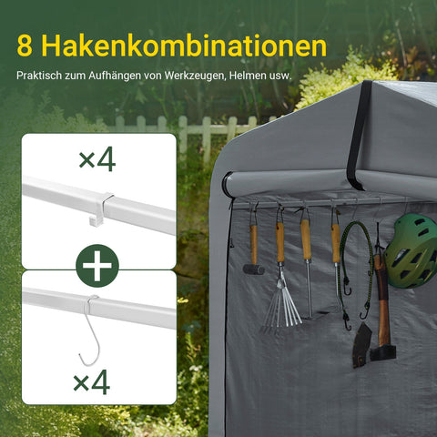 Rootz Bicycle Garage - Bike Shed - Outdoor Storage - Weatherproof & Durable - 159cm x 165cm x 219cm