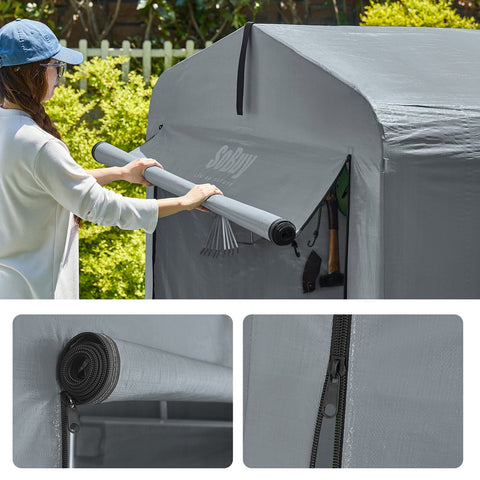 Rootz Bicycle Garage - Bike Shed - Outdoor Storage - Weatherproof & Durable - 159cm x 165cm x 219cm