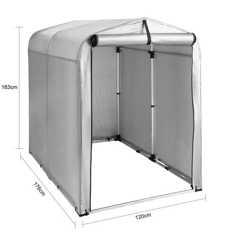 Rootz Garden Shed Tent - Tool House - Garage Shelter - Waterproof PE Tarpaulin - UV Protection - Spacious Storage - 120cm x 163cm x 176cm