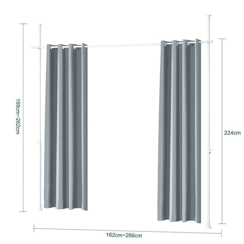 Rootz Adjustable Room Divider Curtain - Space Separator - Privacy Divider - Skin-Friendly Polyester - 162-266cm x 199-262cm