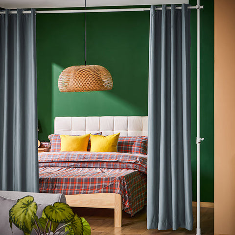 Rootz Adjustable Room Divider Curtain - Space Separator - Privacy Divider - Skin-Friendly Polyester - 162-266cm x 199-262cm