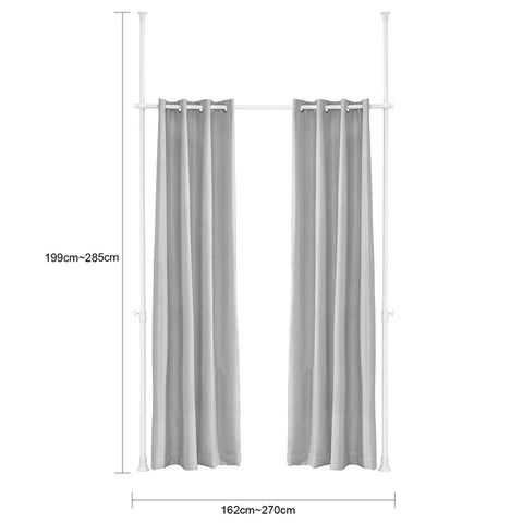 Rootz Adjustable Telescopic Curtain - Room Divider - Privacy Screen - High-Quality Polyester - Skin-Friendly - Easy Assembly - 162-270cm x 199-285cm