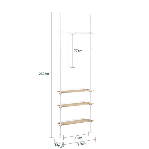 Rootz Adjustable Wardrobe System - Closet Organizer - Garment Rack - Ample Storage - 97cm x (193-262)cm