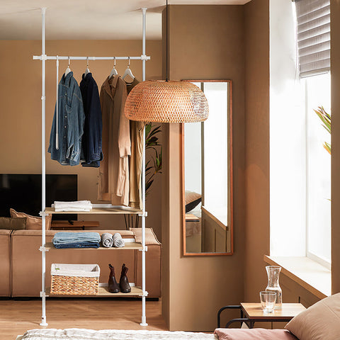 Rootz Adjustable Wardrobe System - Closet Organizer - Garment Rack - Ample Storage - 97cm x (193-262)cm