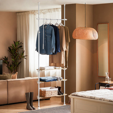 Rootz Adjustable Wardrobe System - Closet Organizer - Garment Rack - Ample Storage - 97cm x (193-262)cm