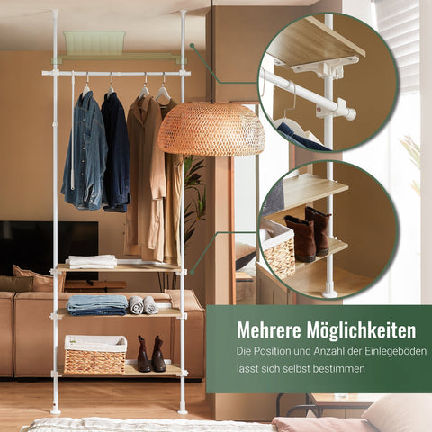 Rootz Adjustable Wardrobe System - Closet Organizer - Garment Rack - Ample Storage - 97cm x (193-262)cm