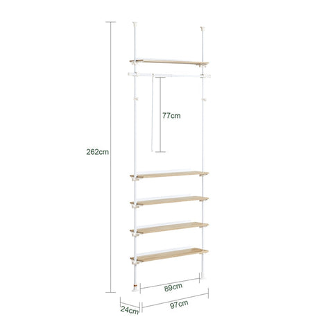 Rootz Closet Organizer System - Wardrobe Shelving - Adjustable Storage - Infinite Space - W 97 x H (193-262) cm