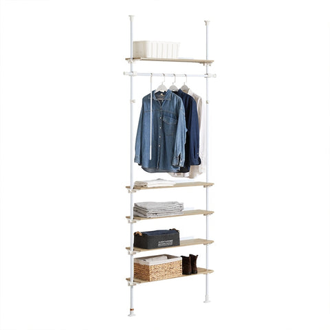 Rootz Closet Organizer System - Wardrobe Shelving - Adjustable Storage - Infinite Space - W 97 x H (193-262) cm