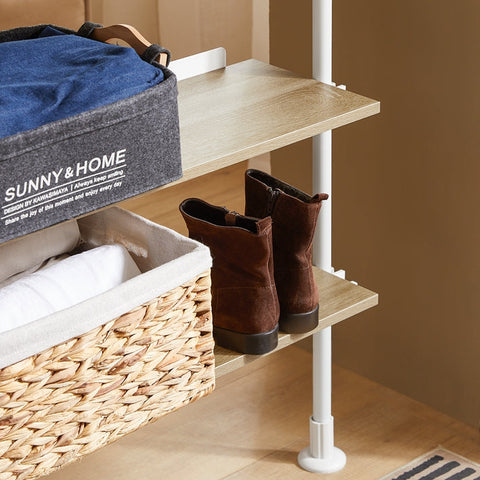 Rootz Closet Organizer System - Wardrobe Shelving - Adjustable Storage - Infinite Space - W 97 x H (193-262) cm