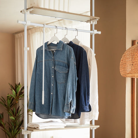 Rootz Closet Organizer System - Wardrobe Shelving - Adjustable Storage - Infinite Space - W 97 x H (193-262) cm