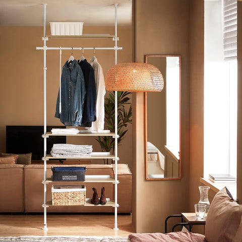 Rootz Closet Organizer System - Wardrobe Shelving - Adjustable Storage - Infinite Space - W 97 x H (193-262) cm