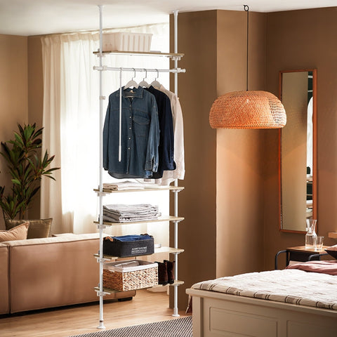 Rootz Closet Organizer System - Wardrobe Shelving - Adjustable Storage - Infinite Space - W 97 x H (193-262) cm