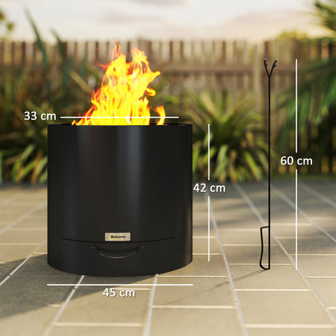 Rootz Fire Bowl - Outdoor Fireplace - Stainless Steel Fire Pit - Portable & Easy Clean - 45cm x 42cm - Black