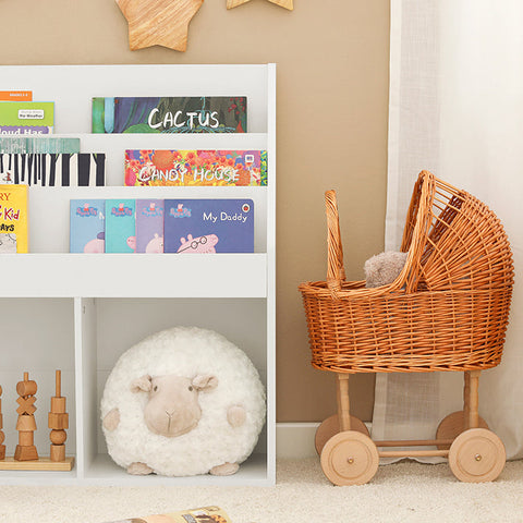 Rootz Children's Bookshelf - Magazine Rack - Storage Shelf - Ideal for Toddlers - 3 Storage Compartments - Easy Assembly - 73cm x 80cm x 30cm