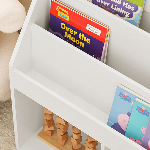 Rootz Children's Bookshelf - Magazine Rack - Storage Shelf - Ideal for Toddlers - 3 Storage Compartments - Easy Assembly - 73cm x 80cm x 30cm
