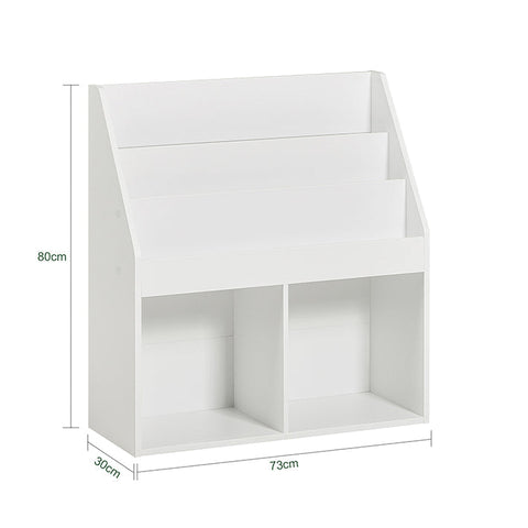 Rootz Children's Bookshelf - Magazine Rack - Storage Shelf - Ideal for Toddlers - 3 Storage Compartments - Easy Assembly - 73cm x 80cm x 30cm