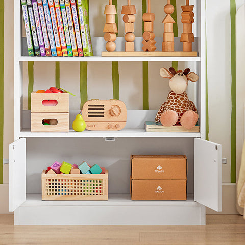 Rootz Children's Bookshelf - Storage Shelf - Organizer Unit - Chipboard and MDF - Versatile for Kids Room, Study, Living Room - Spacious Storage - 60cm x 107cm x 24cm