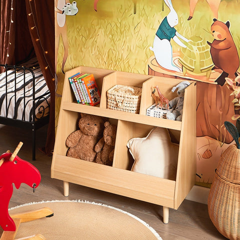 Rootz Kids Bookshelf - Child Book Storage - Toy Organizer - Safe Rounded Corners - 86x78x36cm
