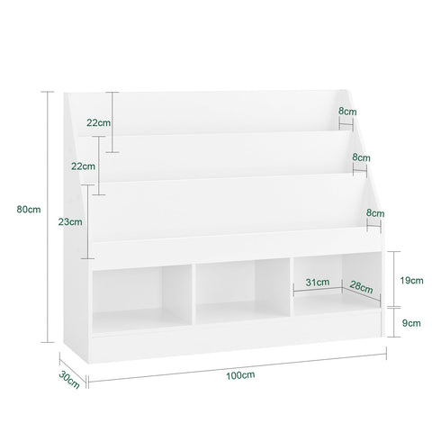 Rootz Children's Bookshelf - Kids Bookcase - Toy Storage Shelving - Safe & Eco-Friendly - 100x80x30 cm