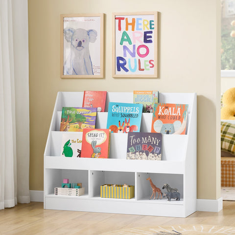Rootz Children's Bookshelf - Kids Bookcase - Toy Storage Shelving - Safe & Eco-Friendly - 100x80x30 cm