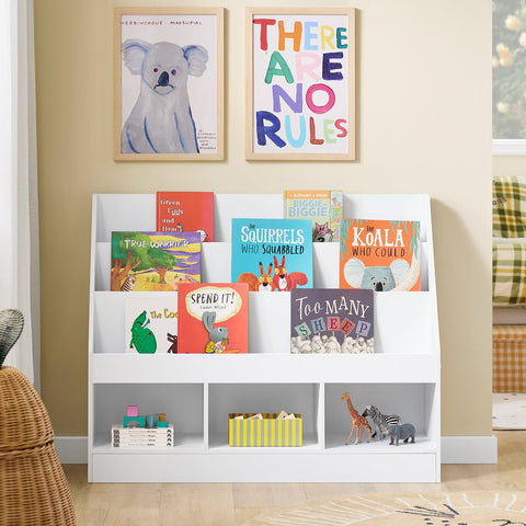 Rootz Children's Bookshelf - Kids Bookcase - Toy Storage Shelving - Safe & Eco-Friendly - 100x80x30 cm
