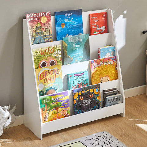 Rootz Children's Bookshelf - Newspaper Rack - Kids' Storage Organizer - Safety Features - Rounded Corners - Anti-Tip Design - 80cm x 88cm x 30cm