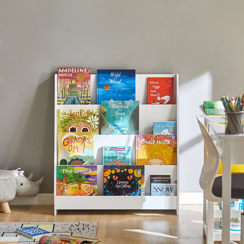 Rootz Children's Bookshelf - Newspaper Rack - Kids' Storage Organizer - Safety Features - Rounded Corners - Anti-Tip Design - 80cm x 88cm x 30cm