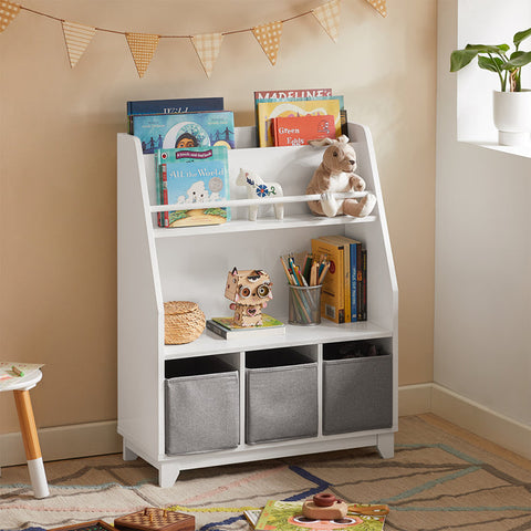 Rootz Children's Bookshelf - Toy Storage Organizer - Kids Bookcase - Safe MDF Construction - Easy Access - Multi-Compartment Design - 63cm x 80cm x 28cm