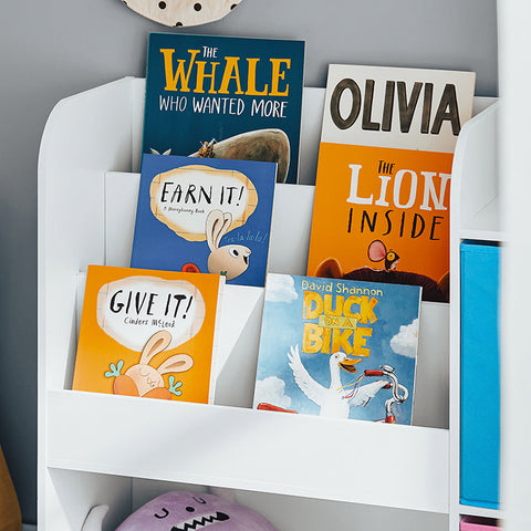 Rootz Kids Bookshelf - Children's Organizer - Toy Storage - PB(E1) / non-woven fabric - 89cm x 87cm x 35cm