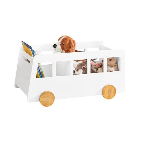Rootz Children's Shelf - Toy Shelf - Storage Rack for Kids - MDF & Bamboo - Mobile with Wheels - Safe Rounded Corners - Child-Friendly Height - 68cm x 33cm x 43cm