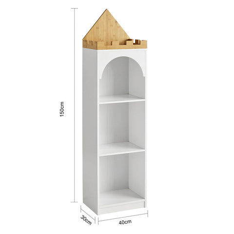 Rootz Children's Bookshelf - Storage Shelf - Kids Room Organizer - Castle Design - Eco-Friendly Paint - Anti-Tip Safety - 40cm x 150cm x 30cm