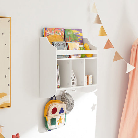 Rootz Children's Bookshelf - Wall Shelf for Kids - Storage Organizer - Durable MDF Construction - Scratch-Free Felt Gliders - Rounded Safety Corners - 66cm x 23cm x 12cm