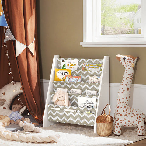 Rootz Children's Bookshelf - Magazine Rack - Storage Organizer - Durable Polyester Compartments - Versatile Design - Ideal for Toddlers - 63cm x 76cm x 28cm