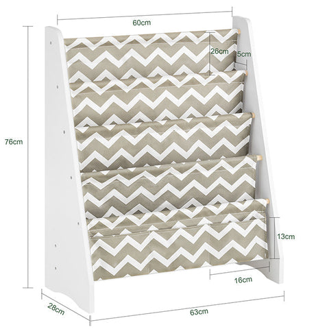 Rootz Children's Bookshelf - Magazine Rack - Storage Organizer - Durable Polyester Compartments - Versatile Design - Ideal for Toddlers - 63cm x 76cm x 28cm