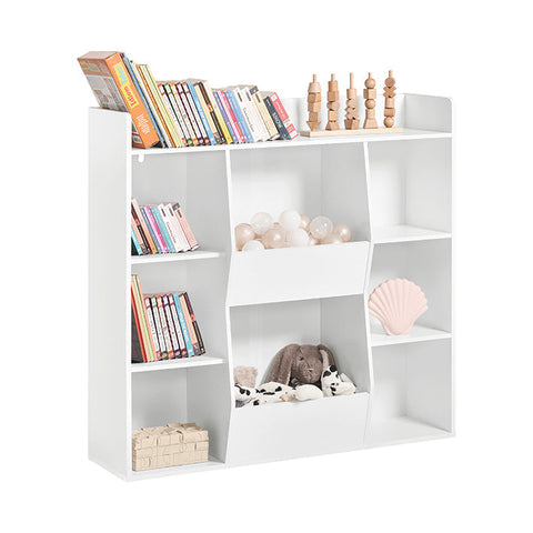 Rootz Children's Bookshelf - Toy Chest - Storage Rack - Safe Rounded Corners - Wall Tilt Lock - Versatile Use - White - 106cm x 104cm x 30cm