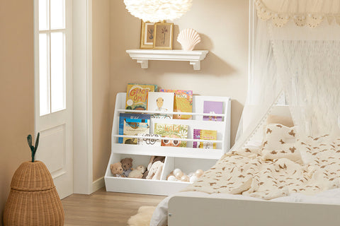 Rootz Children's Bookshelf - Toy Shelf - Storage Rack - MDF Material - Safety Features - Wall Secure - Easy Assembly - 90cm x 74cm x 35cm