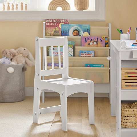 Rootz Children's Table and Chair Set - Study Desk - Activity Table - Durable MDF and Pine Construction - Storage Shelves - Paper Roll Holder - High Backrest - Dimensions: Table 80x65.5x54cm, Chair 30x64x34.5cm