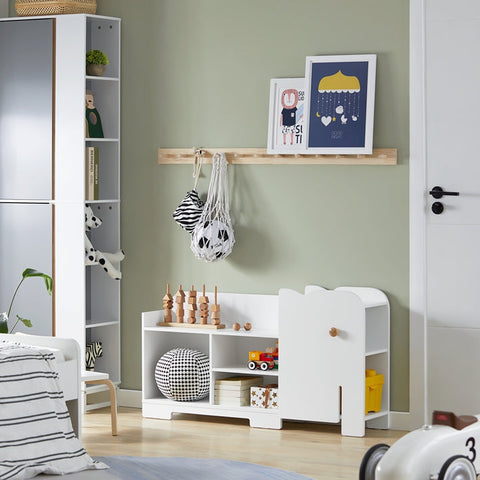 Rootz Elephant Children's Shelf - Bookshelf - Toy Storage Organizer - Durable MDF Construction - 7 Open Compartments - Safety Rounded Corners - 110cm x 60cm x 25cm