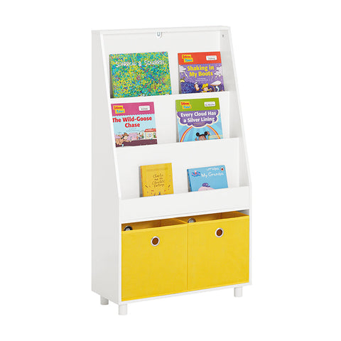 Rootz Children's Bookshelf with Storage Boxes - Toy Organizer - Bookcase - MDF and Bamboo - Wall Secure - Easy Assembly - 60cm x 110cm x 25cm