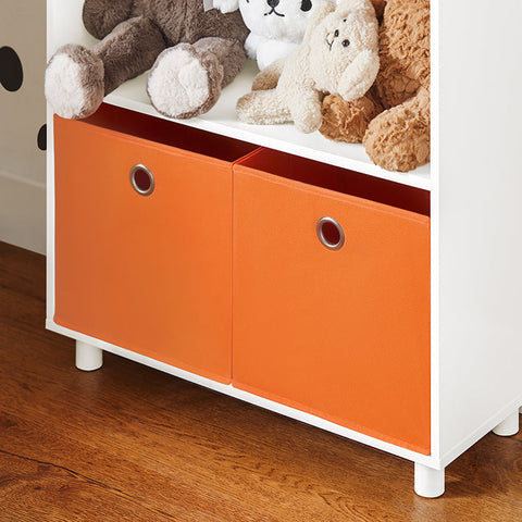 Rootz Children's Bookshelf with Storage Boxes - Toy Organizer - Kids Bookcase - MDF and Bamboo Construction - Tilt Lock Safety Feature - Easy Assembly - 60cm x 110cm x 25cm