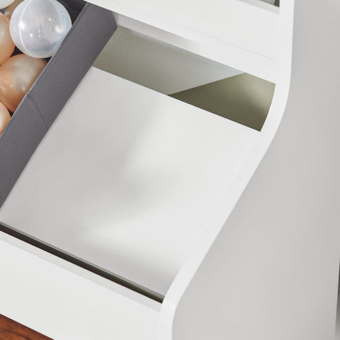 Rootz Children's Bookshelf with Toy Chest - Storage Organizer - Kids Bookcase - MDF and Fabric Construction - Easy Assembly - 63cm x 80cm x 32cm