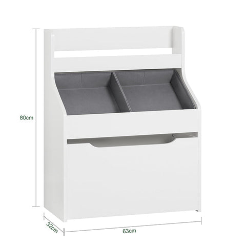 Rootz Children's Bookshelf with Toy Chest - Storage Organizer - Kids Bookcase - MDF and Fabric Construction - Easy Assembly - 63cm x 80cm x 32cm