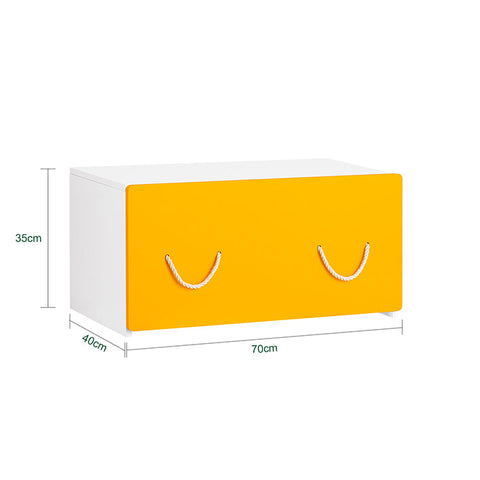 Rootz Toy Chest with Wheels - Toy Box with Lid - Children's Storage Box - MDF Construction - Mobile & Versatile - Supports up to 93kg - 70cm x 35cm x 40cm - Yellow White