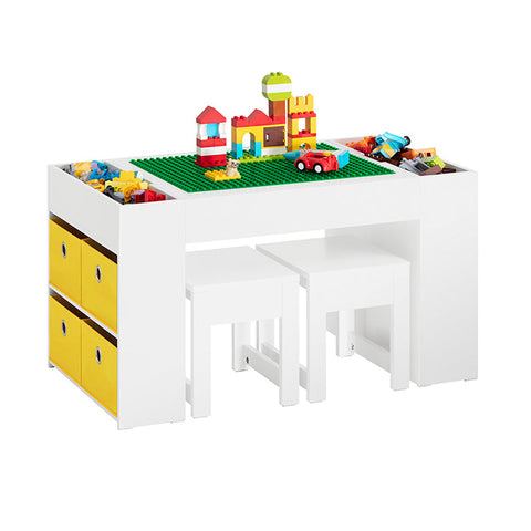 Rootz Children's Activity Table Set with 2 Chairs - Play Table - Gaming Table - Includes Storage Bins - Dual-Use Tabletop - Space-Saving Design - Durable Build - 87cm x 50cm x 50cm