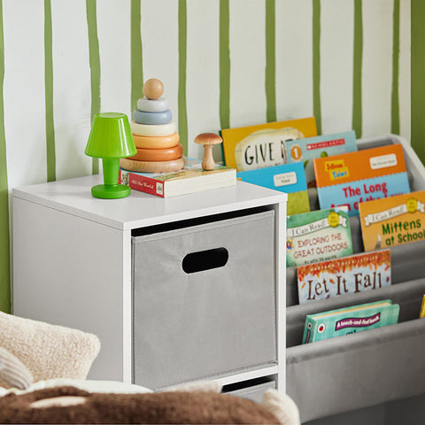 Rootz Children's Bookshelf - Toy Storage Organizer - Kids Bookcase - Durable PB(E1) Material - 5 Compartments - Label-Friendly Fabric Bins - 80cm x 61cm x 30cm