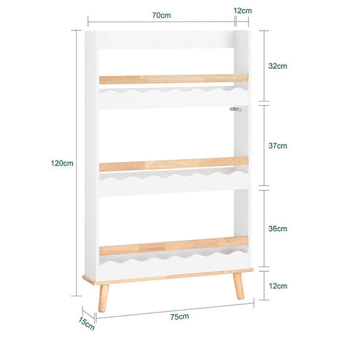 Rootz Children's Bookcase - Kid's Organizer - Kids' Magazine Holder - MDF & Rubber Wood - 75cm x 120cm x 15cm