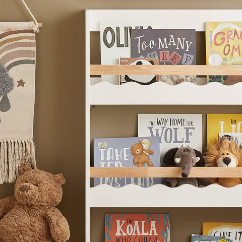 Rootz Children's Bookcase - Kid's Organizer - Kids' Magazine Holder - MDF & Rubber Wood - 75cm x 120cm x 15cm
